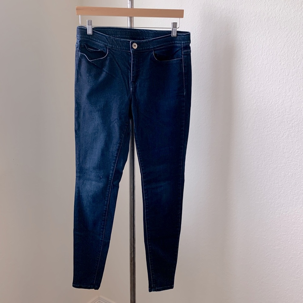J. Jill Denim sz 8 Tall 5-pocket leggings dark denim EUC